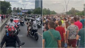 DIVNA SLIKA U BEOGRADU: Nepregledna kolona bajkera i ljudi krenula na književno popodne ispred Skupštine (VIDEO)