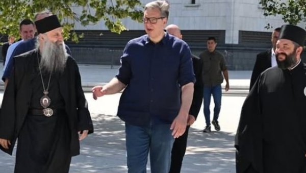 ВУЧИЋ СЕ СРЕО СА МУХИНОМ У ХРАМУ СВЕТОГ САВЕ: Наставићемо да негујемо заједничке вредности (ФОТО) ВУЧИЋ СЕ СРЕО СА МУХИНОМ У ХРАМУ СВЕТОГ САВЕ: Наставићемо да негујемо заједничке вредности (ФОТО)